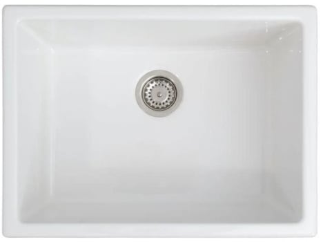 ZLINE FRC5123WH24 - 24-Inch Rome Dual Mount Single Bowl Fireclay Kitchen Sink with Bottom Grid in White Gloss