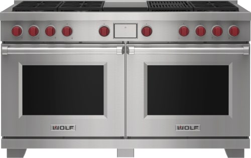 Wolf M Series DF60650CGSP - 60" Dual Fuel Range - 6 Burners, Infrared Charbroiler and Infrared Griddle