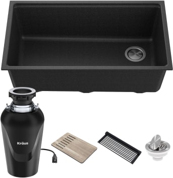 Kraus Bellucci™ KGUW233MB10075MB - 33 Inch Undermount Workstation Single Bowl Granite Kitchen Sink with Chef's Kit
