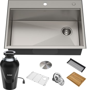 Kraus KWT3103010075MB - 30 Inch Kore™ Drop-In Workstation Single Bowl Kitchen Sink with Accessories