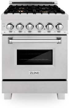 ZLINE RASSNBR24 - Professional DuraSnow® Stainless Steel Dual Fuel Range with Brass Burners