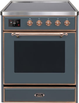 Ilve Majestic II Collection UMI30NE3BGP - Majestic II 30 Inch Electric Freestanding Range in Blue Grey with Copper Trim