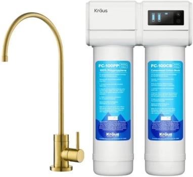 Kraus FS1000FF100BB - 2-Stage Under-Sink Filtration System with Single Handle Drinking Water Filter Faucet in Brushed Brass