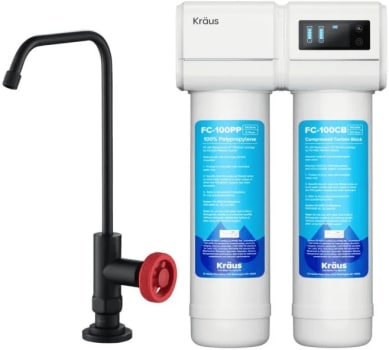 Kraus FS1000FF101MBRD - 2-Stage Under-Sink Filtration System with Urbix™ Single Handle Drinking Water Filter Faucet in Matte Black / Red