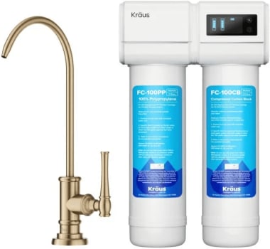 Kraus FS1000FF102BG - 2-Stage Under-Sink Filtration System with Allyn™ Single Handle Drinking Water Filter Faucet in Brushed Gold
