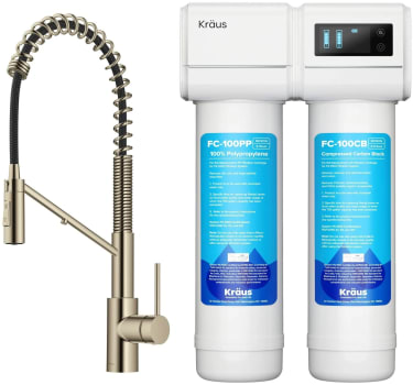 Kraus FS1000KFF2631SFACB - KRAUS® Purita™ 2-Stage Under-Sink Filtration System with 2-in-1 Single Handle Drinking Water Filter Kitchen Faucet