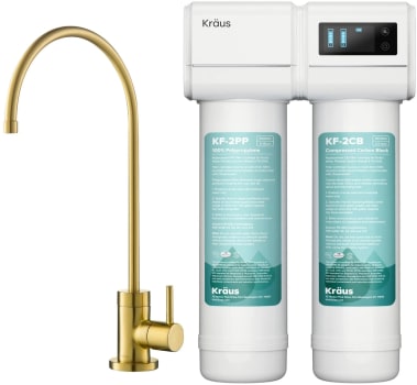 Kraus FS1001FF100BB - 2-Stage Under-Sink Filtration System with Single Handle Drinking Water Filter Faucet in Brushed Brass