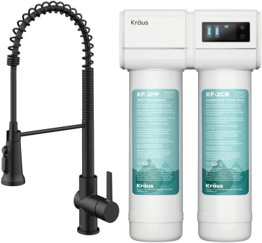 Kraus Britt™ Series FS1001KFF1691MB - 2-in-1 Commercial Style Pull-Down Single Handle Water Filter Kitchen Faucet with 2-Stage Under-Sink Filtration System