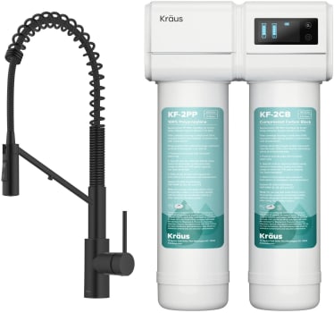 Kraus Oletto Series FS1001KFF2631MB - 2-in-1 Commercial Style Pull-Down Single Handle Water Filter Kitchen Faucet with 2-Stage Under-Sink Filtration System