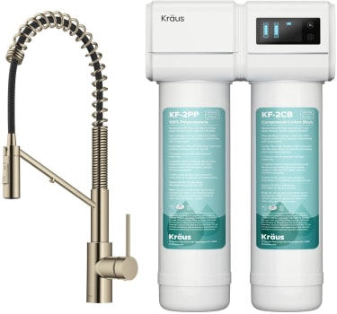 Kraus Oletto Series FS1001KFF2631SFACB - 2-in-1 Commercial Style Pull-Down Single Handle Water Filter Kitchen Faucet with 2-Stage Under-Sink Filtration System