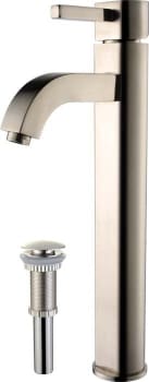 Kraus Vessel Mixer Series FVS1007PU10SN - Single Handle Vessel Bathroom Faucet with Pop-Up Drain in Satin Nickel