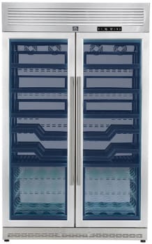 Forno FWCDR661048S - Abruzzo 48-Inch Dual Zones Wine Cellar, 102 Bottles, 24 cu. ft., Green Acrylic Holders & Black Shelves