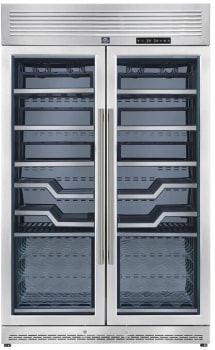 Forno FWCDR661148S - Abruzzo 48-Inch Dual Zone Wine Cellar, 102 Bottles, 24 cu. ft., Clear Acrylic Holders & Stainless Trim Shelves
