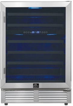 Forno Bacchino FWCDR663424S - Bacchino 24 Inch Wine Cooler, Stainless Steel, with LED Lighting, Triple Glass Door, 51 Bottle Capacity, Built-In or Freestanding