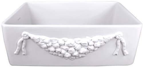 Nantucket Sinks Cape Collection GARLAND30W - 30 1/4 Inch Italian Farmhouse Fireclay Sink Garland with Embossed Decorative Design