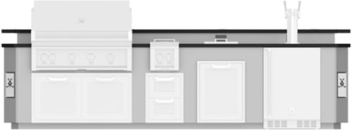 Hestan GESDB12 - 12 Ft. Outdoor Living Suite with Side Burner, Beer Dispenser and Bar