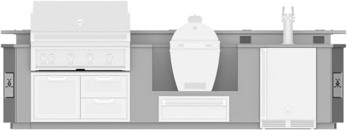 Hestan GESDBK12 - 12 Ft.Outdoor Living Suite with Egg Shaped Smoker/Grill, Beer Dispenser and Bar