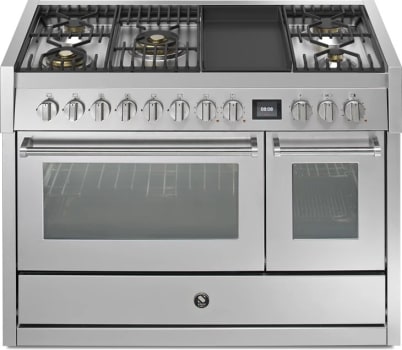 Steel Cucine Genesi Series GQY12SF4TMSS - 48 Inch Freestanding Dual Fuel Range