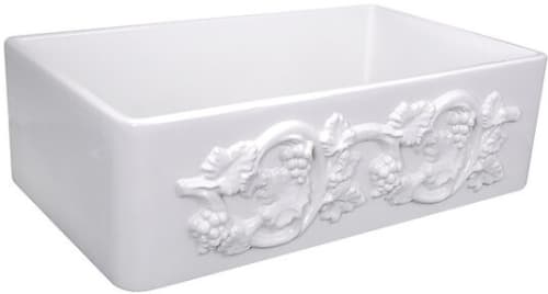 Nantucket Sinks Vineyard Collection FCFS3020SGRAPES - 30-Inch Farmhouse Fireclay Sink with Grapes Apron