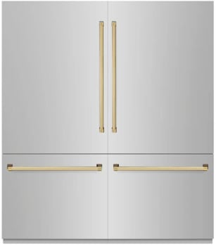 ZLINE Autograph Edition GRBITZ30472G - 72 Inch Built-In 4-Door French Door Refrigerator