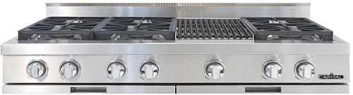 Capital GRT484B2N - 48 Inch Gas Rangetop with 6 Sealed Burners &amp; BBQ Grill