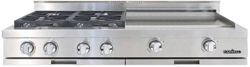 Capital GRT484GGN - 48 Inch Gas Rangetop with 4 Sealed Burners &amp; 24" Thermo-Griddle™