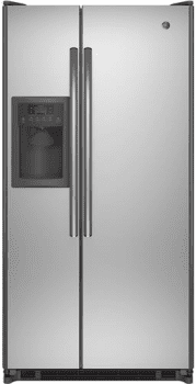 GE GSE22ESHSS 34 Inch Side-by-Side Refrigerator with 21.8 cu. ft. Capacity,  2 Adjustable Spillproof Glass Shelves, Adjustable Temperature: Stainless  Steel