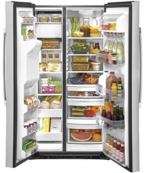 GE GSS25IYNFS 36 Inch Freestanding Side by Side Refrigerator with 25.1 ...