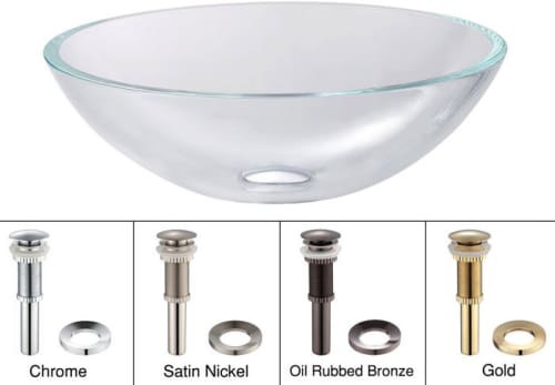Kraus Crystal Series GV100SN - Crystal Clear Sink with Pop-up Drain