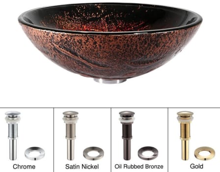 Kraus Copper Series GV710CH - Lava Glass Sink with Pop-up Drain