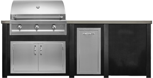 Haven Outdoor HART96PANBB - Haven 8 Ft. Outdoor Kitchen Island w/ Artisan 36-Inch Grill, Access Doors, Trash Center & Plain Panel