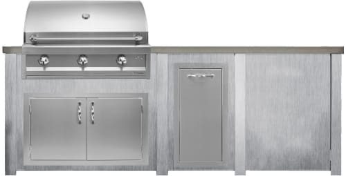 Haven Outdoor HART96PANHG - Haven 8 Ft. Outdoor Kitchen Island w/ Artisan 36-Inch Grill, Access Doors, Trash Center & Plain Panel
