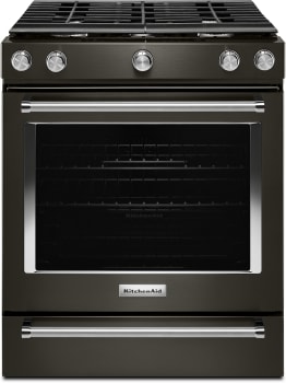 KITCHENAID KSGG700EBS 30-Inch 5-Burner Gas Slide-In Convection Range - Black Stainless Steel with PrintShield(TM) Finish