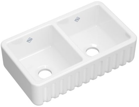 Rohl Ribchester RB3118WH - 31 Inch Double Bowl Apron Front Kitchen Sink with 3 1/2" Drain Connection