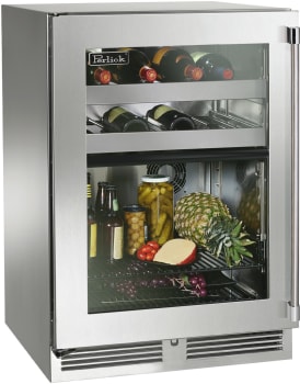 Perlick Signature Marine HP24CM43L - 24 Inch Built-In Undercounter Dual-Zone Refrigerator/Wine Reserve in Front View