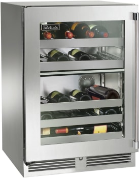 Perlick Signature Marine HP24DM43LL - 24 Inch Undercounter Dual-Zone Wine Cooler in Front View