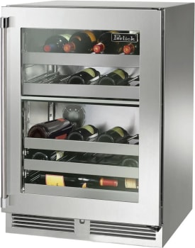 Perlick Signature Marine HP24DM43RL - 24 Inch Undercounter Dual-Zone Wine Cooler in Front View