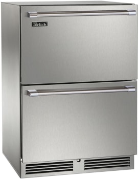 Perlick Signature Series HP24ZM45DL - 24 Inch Built-In Undercounter Dual-Zone Freezer/Refrigerator Drawer in Front View