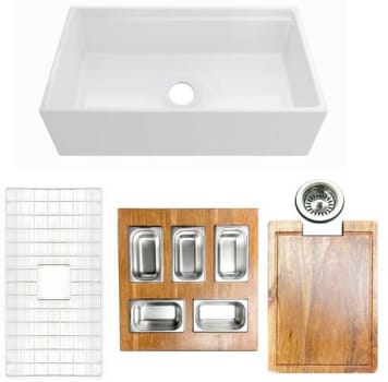 Nantucket Sinks HZTPS33WST1 - 33-inch Fireclay Worstation Condiment Servers Sink Set