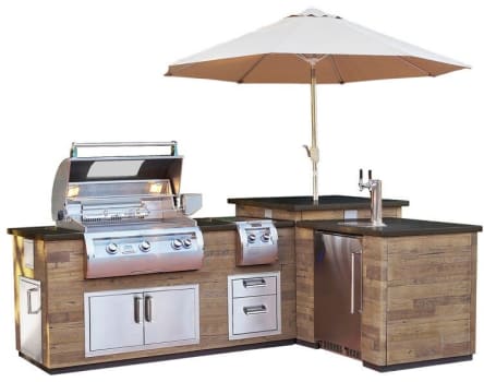 Fire Magic IL660FOD116BA - French Barrel Oak L- Shaped Reclaimed Wood Island with Medium Pantry Cut-out