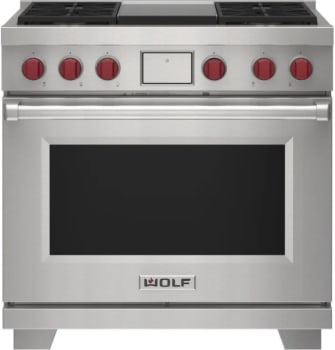 Wolf M Series DF36450GSPLP - 36 Inch Dual Fuel Range - 4 Burners and Infrared Griddle