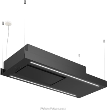 Futuro Futuro Horizon Series IS48HORIZONBLK - 48 Inch Horizon Black Island Mount Range Hood in Angled View