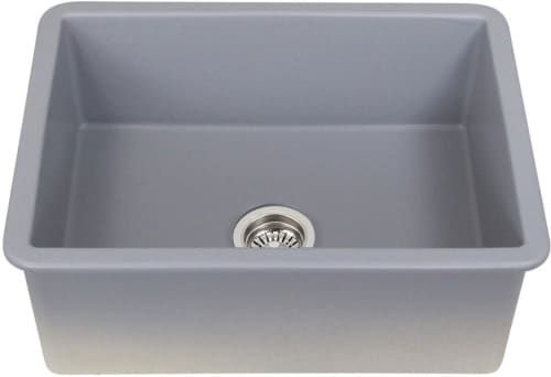 Nantucket Sinks ISFC24GRSB1 - 24 Inch Matte Grey Single Bowl Dual Mount Sink with a Stainless Steel Basket Strainer