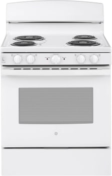 Ge Jbs460dmww 30 Inch Freestanding Electric Range With 4 Coil Elements 5 Cu Ft Oven Capacity Removable Storage Drawer Sensi Temp Technology Dual Element Bake Standard Clean Oven And Ada Compliant White