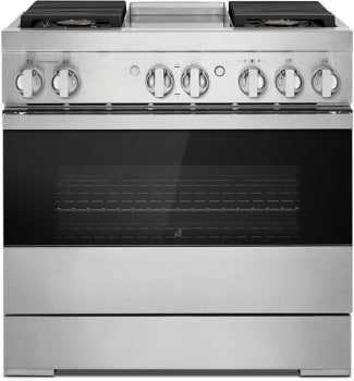 JennAir NOIR™ JDRP536HM - NOIR™ 36-inch Dual-Fuel Professional Range with Chrome-Infused Griddle