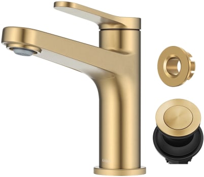 Kraus Indy™ Series KBF1411SFBB - Single Handle Bathroom Faucet in Spot-Free Brushed Brass with Pop Up Drain and Supply Lines