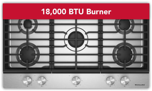 KitchenAid KCGK336SSS - 36 Inch Gas Cooktop with 5 Versatile Burners