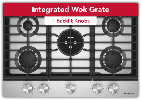 KitchenAid KCGK730SSS - 30" Gas Cooktop with 5 Burners
