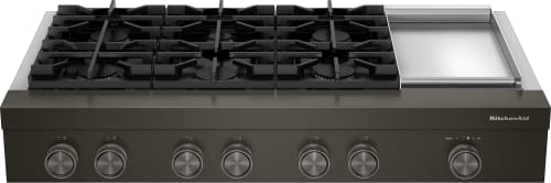 KitchenAid KCGK948TBE - 48-inch 6-Burner Gas Commercial-Style Rangetop with Griddle