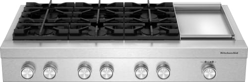 KitchenAid KCGK948TSS - 48-inch 6-Burner Gas Commercial-Style Rangetop with Griddle
